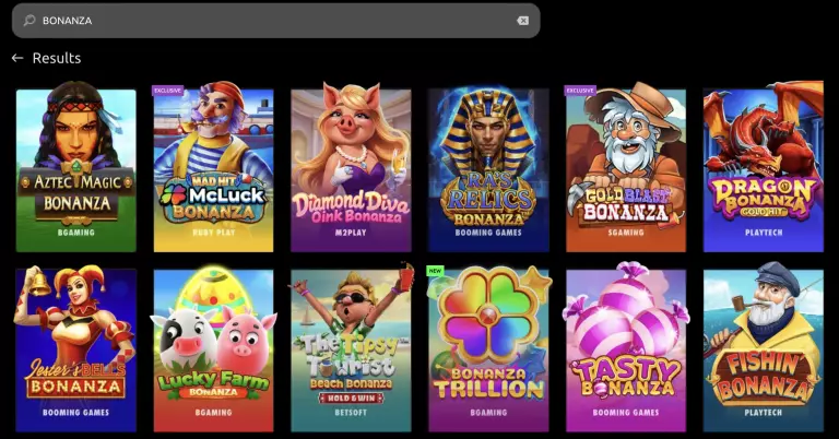 McLuck Casino Bonanza slots selection featuring Aztec Magic Bonanza, Mad Hit McLuck Bonanza, Diamond Diva Oink Bonanza, RaÃÂÃÂÃÂâÃÂÃÂÃÂÃÂÃÂÃÂÃÂÃÂs Relics Bonanza, Gold Blast Bonanza, Dragon Bonanza, JesterÃÂÃÂÃÂâÃÂÃÂÃÂÃÂÃÂÃÂÃÂÃÂs Bells Bonanza, Lucky Farm Bonanza, The Tipsy Tourist Beach Bonanza, Bonanza Trillion, Tasty Bonanza, and FishinÃÂÃÂÃÂâÃÂÃÂÃÂÃÂÃÂÃÂÃÂàBonanza game thumbnails displayed in search results.